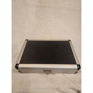 Travel Rugged Case Cigar Humidor Silver Black With Locking Latch